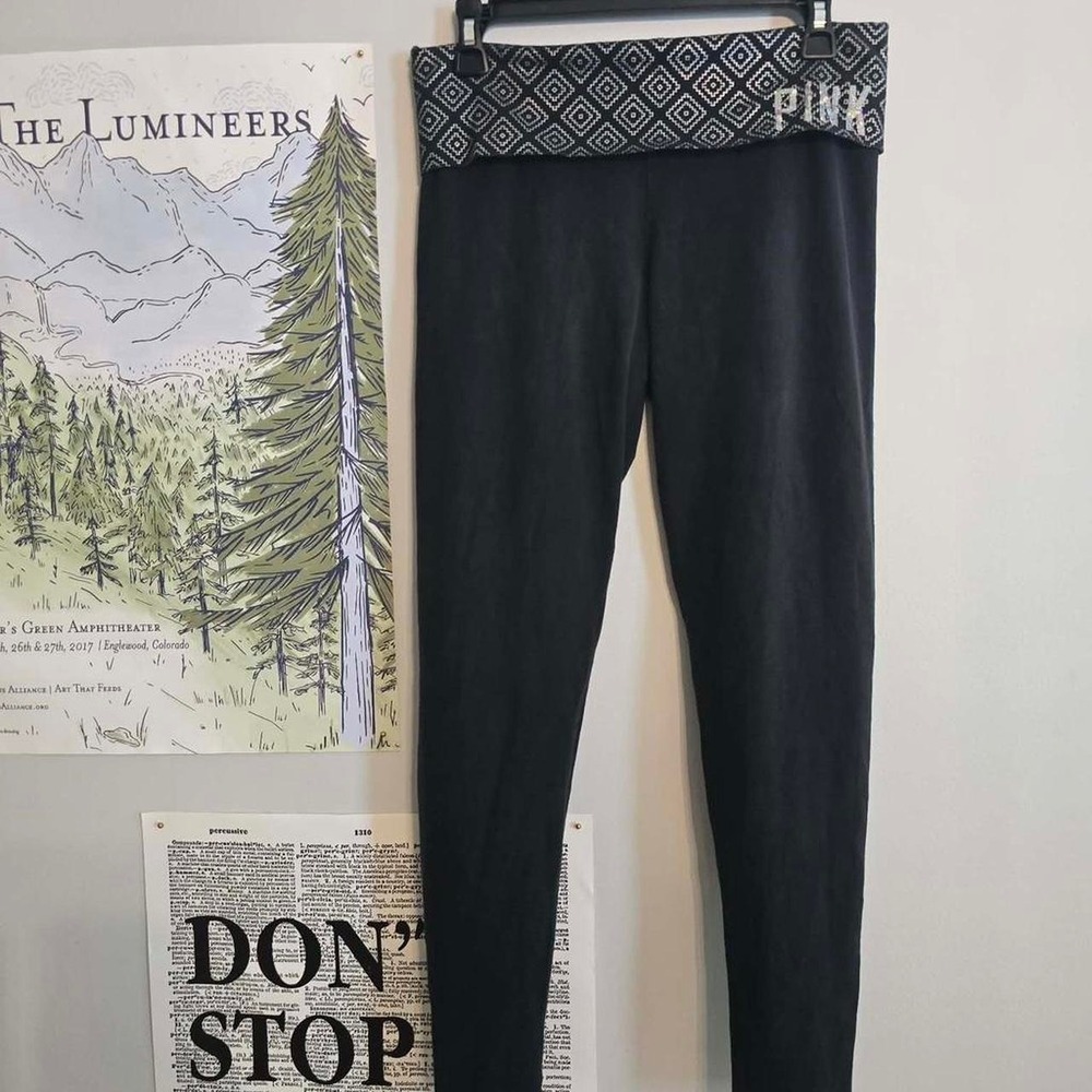 VTG 2010s Victoria's‎ Secret PINK Geometric Foldover Waistband Leggings